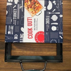 Martha Stewart Salt Block plate holder carrying tray for grilling new black BBQ